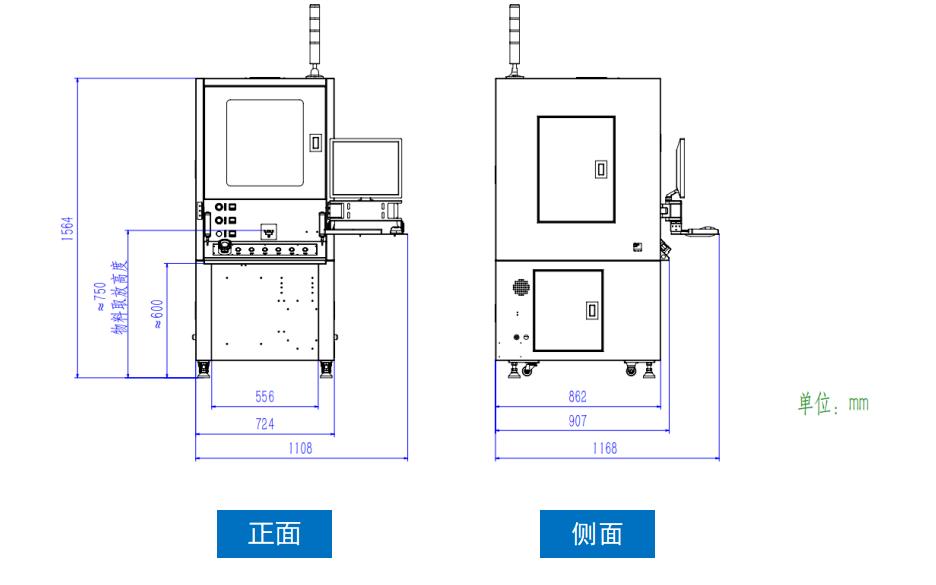 GJ331柜式点胶机外形尺寸图